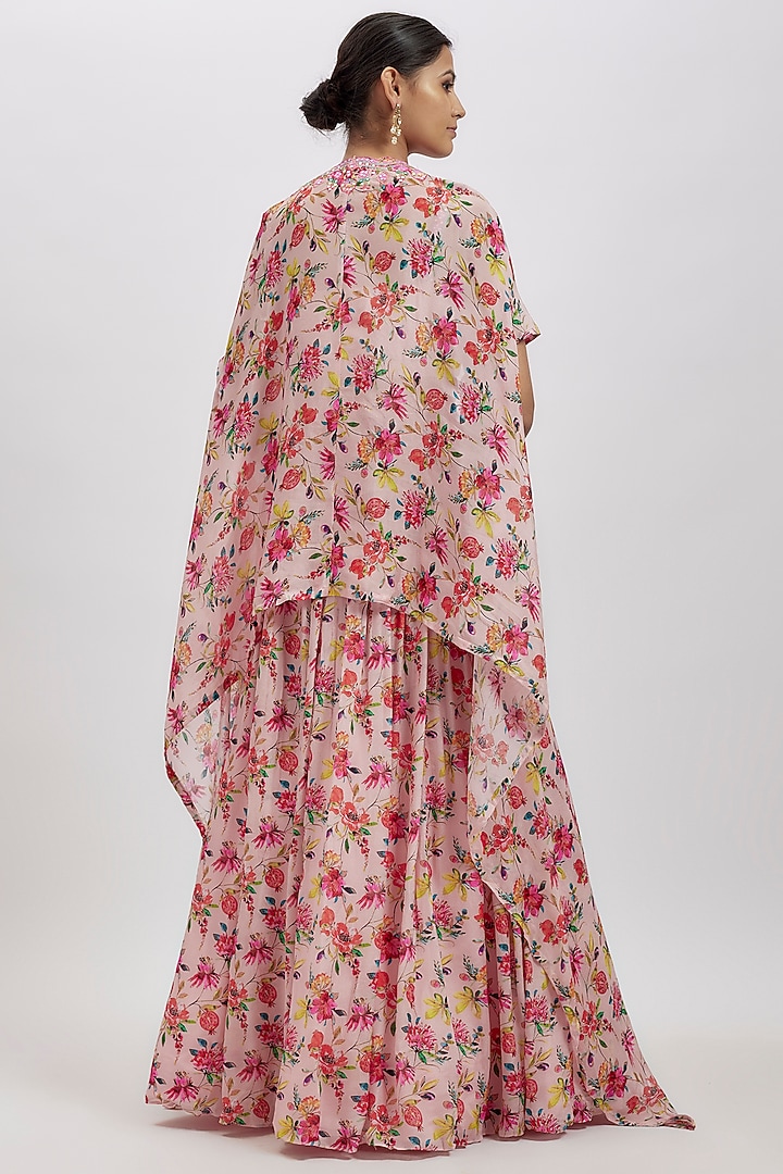Peach Chinon Cape Set by Aneesh Agarwaal PRET at Pernia's Pop Up Shop