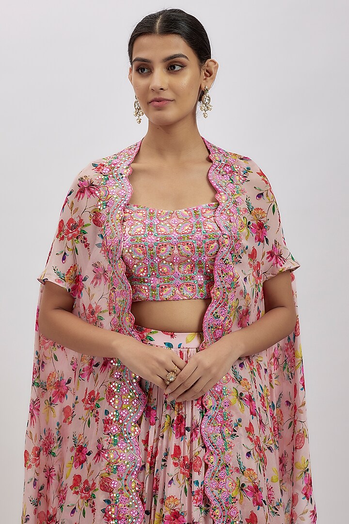 Peach Chinon Cape Set by Aneesh Agarwaal PRET at Pernia's Pop Up Shop