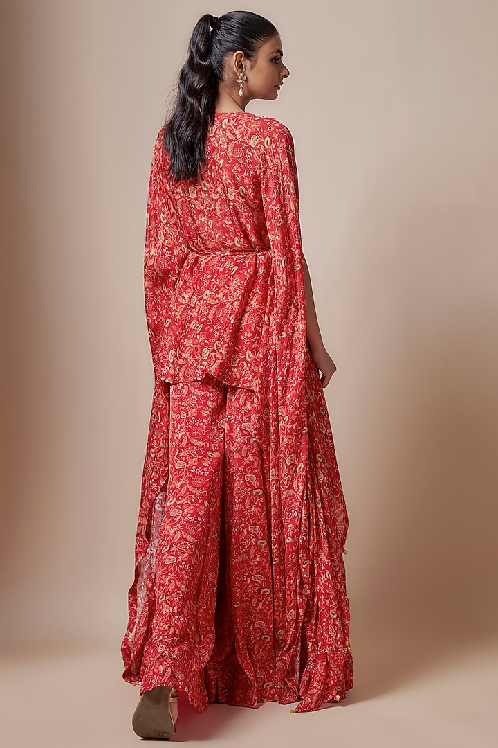 Maroon Chiffon Wedding Sharara Set by Aneesh Agarwaal PRET at Pernia's Pop Up Shop