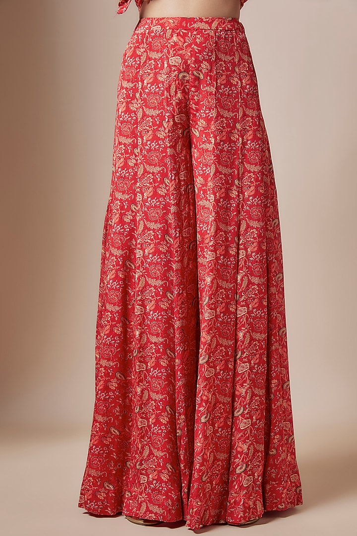 Maroon Chiffon Wedding Sharara Set by Aneesh Agarwaal PRET at Pernia's Pop Up Shop