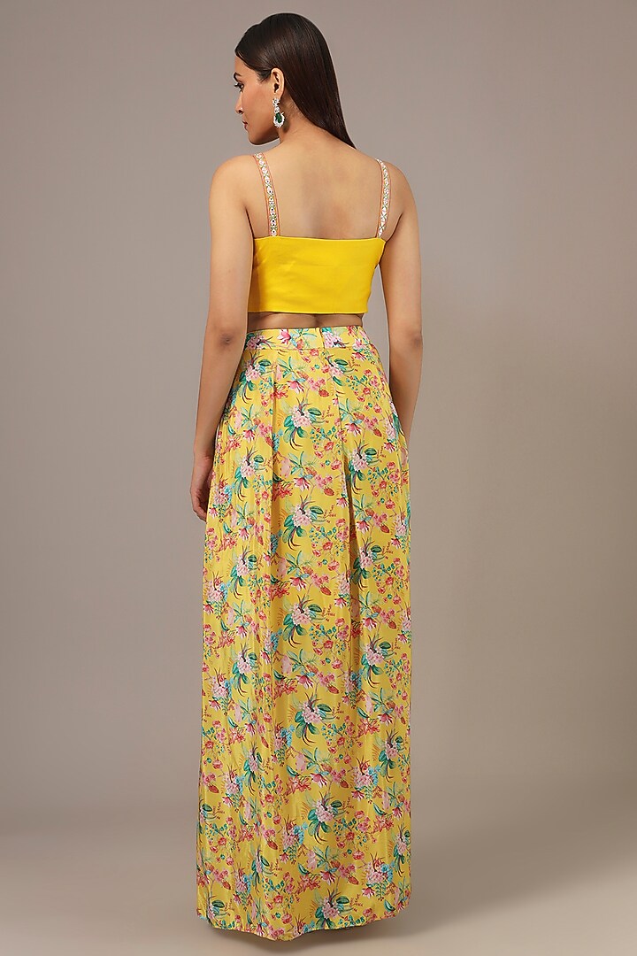 Yellow Crepe Thread Embroidered Jacket Set by Aneesh Agarwaal PRET at Pernia's Pop Up Shop