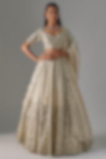 Ivory Silk Bridal Lehenga Set by Aneesh Agarwaal at Pernia's Pop Up Shop
