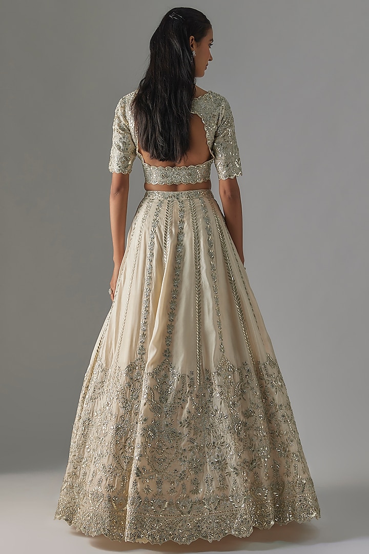Ivory Silk Bridal Lehenga Set by Aneesh Agarwaal at Pernia's Pop Up Shop
