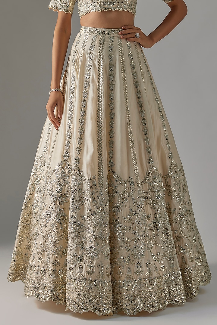 Ivory Silk Bridal Lehenga Set by Aneesh Agarwaal at Pernia's Pop Up Shop
