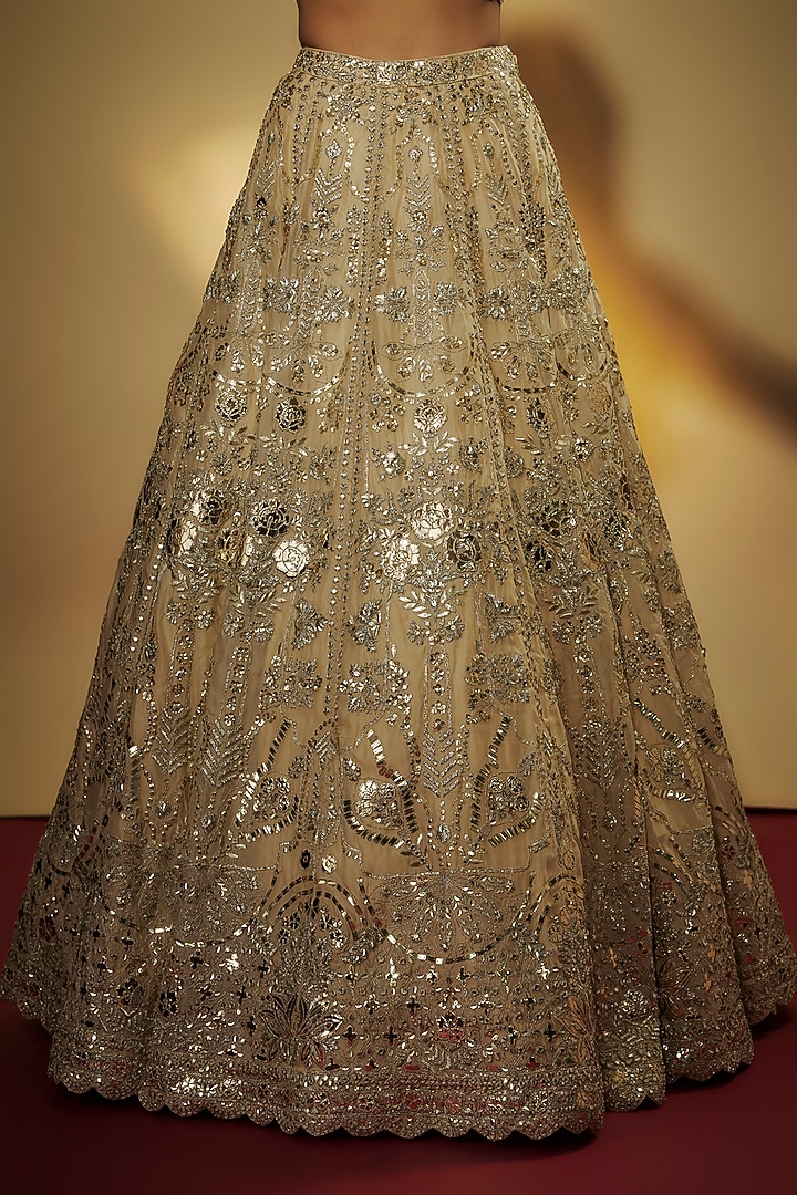 Ivory & Gold Silk Bridal Lehenga Set by Aneesh Agarwaal at Pernia's Pop Up Shop