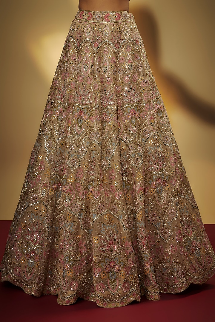 Multi-Colored & White Silk Organza Bridal Lehenga Set by Aneesh Agarwaal at Pernia's Pop Up Shop