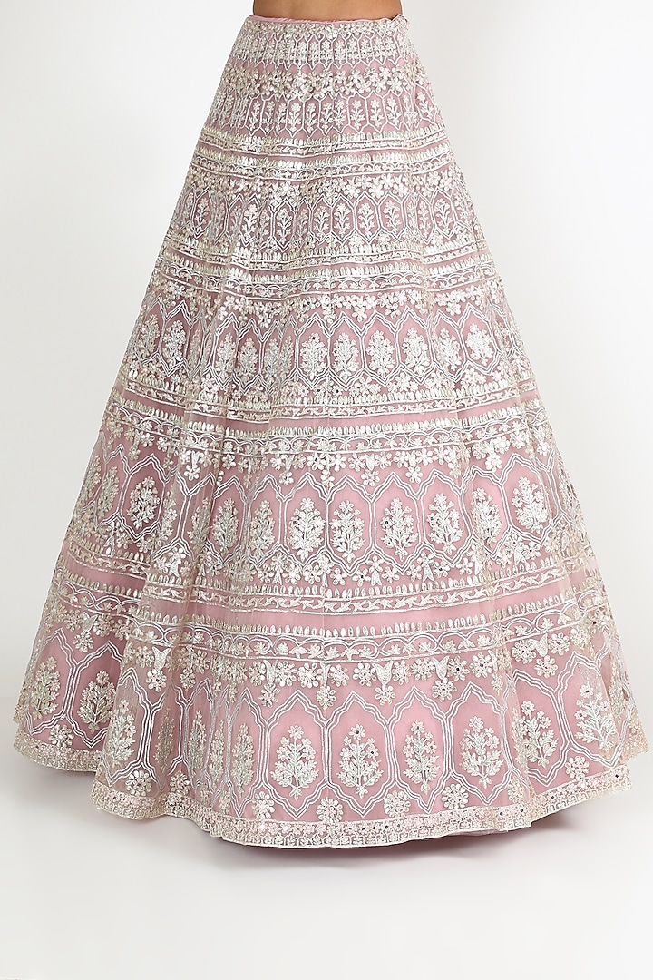 Blush Pink Embroidered Bridal Lehenga Set by Aneesh Agarwaal at Pernia's Pop Up Shop