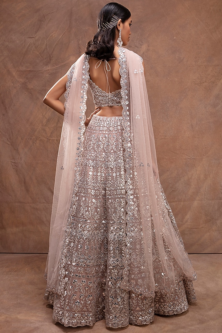 Beige Embroidered Bridal Lehenga Set by Aneesh Agarwaal at Pernia's Pop Up Shop