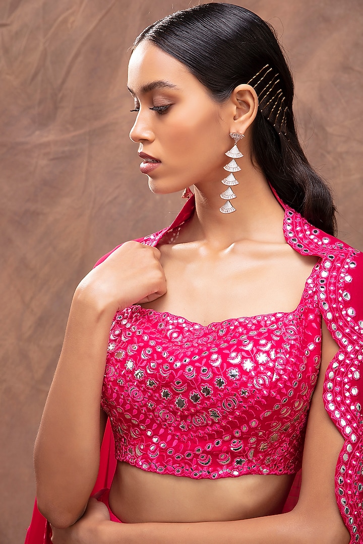 Magenta Embroidered Bridal Lehenga Set by Aneesh Agarwaal at Pernia's Pop Up Shop