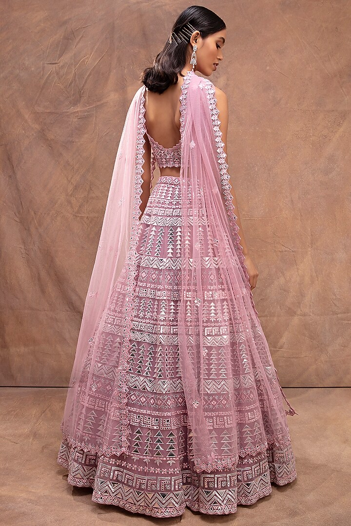 Lavender Embroidered Bridal Lehenga Set by Aneesh Agarwaal at Pernia's Pop Up Shop
