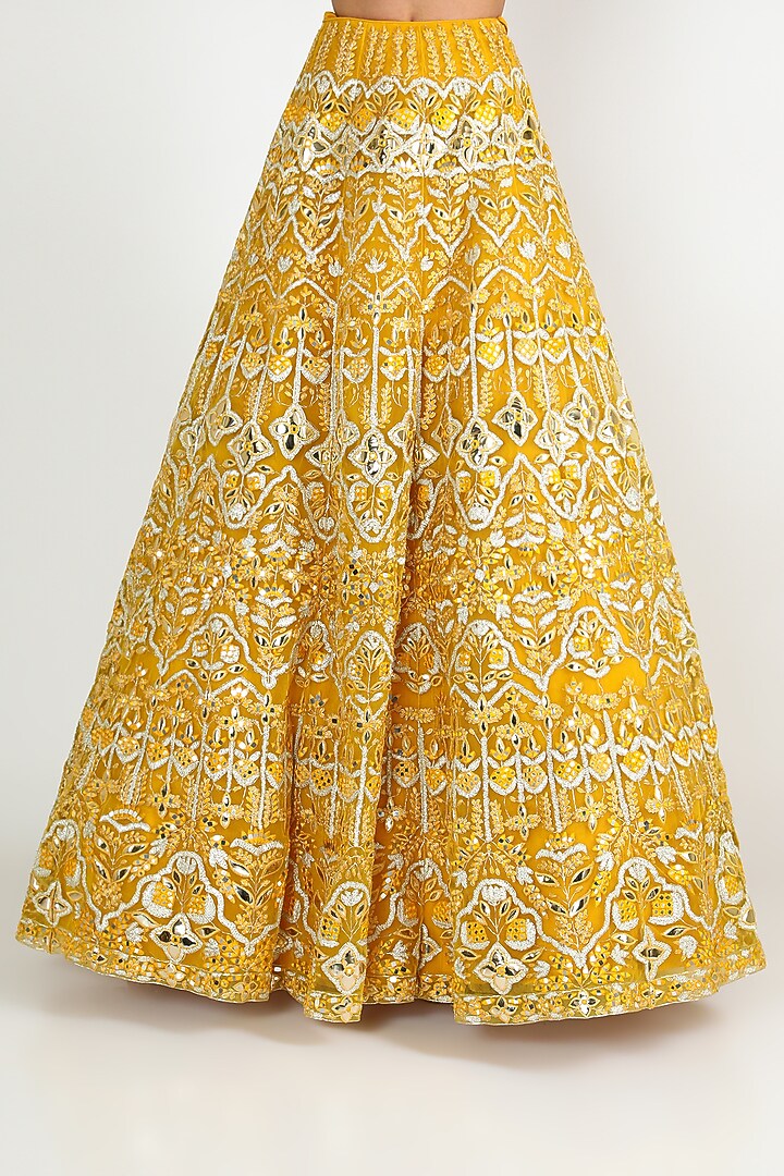 Yellow Embroidered Bridal Lehenga Set by Aneesh Agarwaal at Pernia's Pop Up Shop
