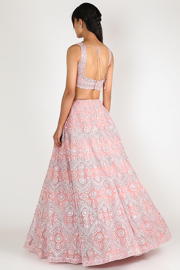 Blush Pink Embroidered Bridal Lehenga Set by Aneesh Agarwaal at Pernia's Pop Up Shop