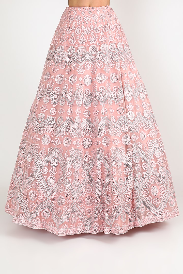 Blush Pink Embroidered Bridal Lehenga Set by Aneesh Agarwaal at Pernia's Pop Up Shop