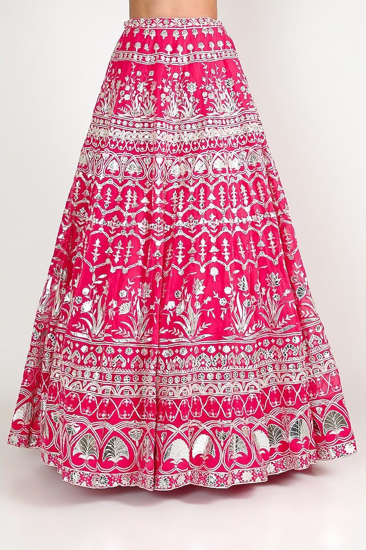 Hot Pink Embroidered Bridal Lehenga Set by Aneesh Agarwaal at Pernia's Pop Up Shop