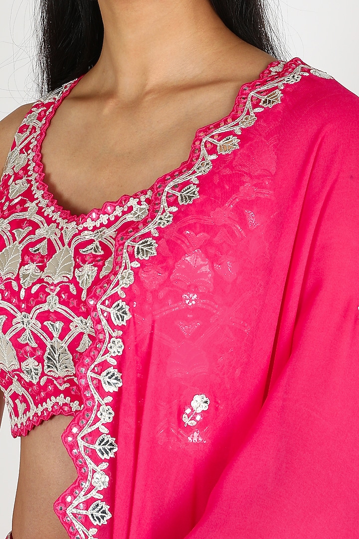 Hot Pink Embroidered Bridal Lehenga Set by Aneesh Agarwaal at Pernia's Pop Up Shop