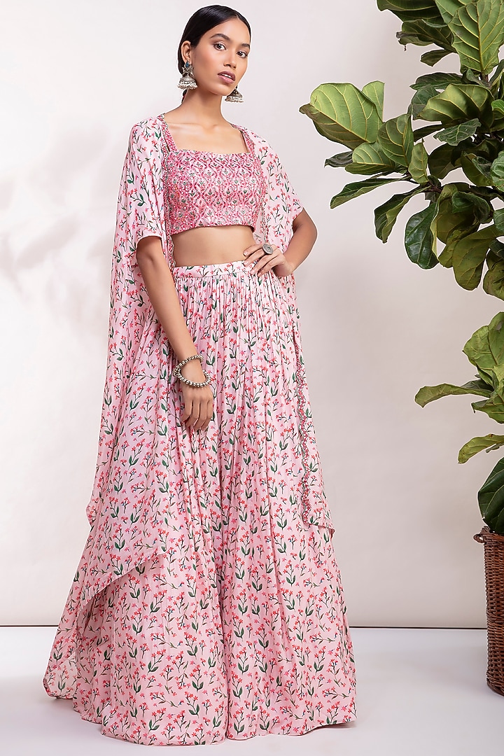 Pink Embroidered Wedding Lehenga Set by Aneesh Agarwaal PRET at Pernia's Pop Up Shop