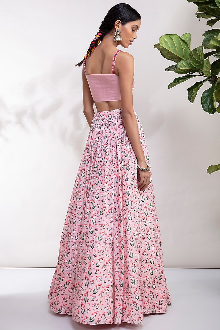 Pink Embroidered Wedding Lehenga Set by Aneesh Agarwaal PRET at Pernia's Pop Up Shop