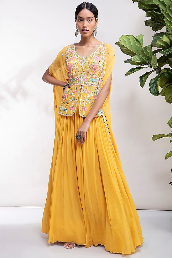 Yellow Embroidered Wedding Lehenga Set by Aneesh Agarwaal PRET at Pernia's Pop Up Shop