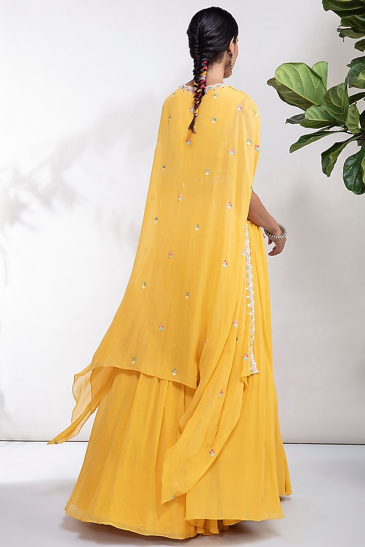 Yellow Embroidered Wedding Lehenga Set by Aneesh Agarwaal PRET at Pernia's Pop Up Shop
