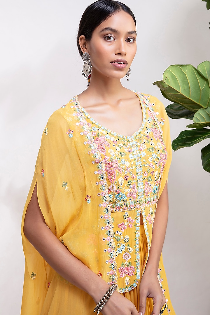 Yellow Embroidered Wedding Lehenga Set by Aneesh Agarwaal PRET at Pernia's Pop Up Shop