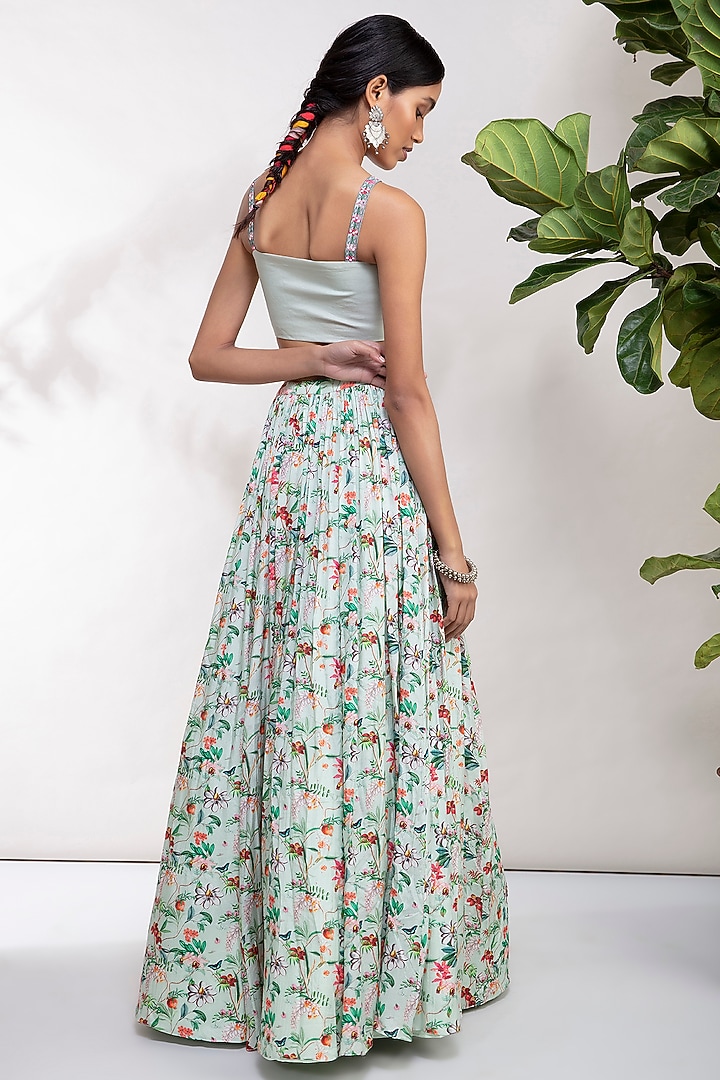 Mint Green Embroidered Wedding Lehenga Set by Aneesh Agarwaal PRET at Pernia's Pop Up Shop