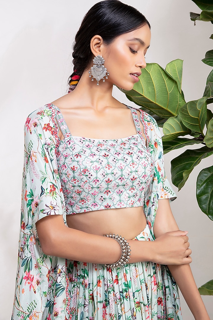 Mint Green Embroidered Wedding Lehenga Set by Aneesh Agarwaal PRET at Pernia's Pop Up Shop