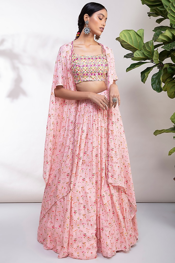 Blush Pink Embroidered Wedding Lehenga Set by Aneesh Agarwaal PRET at Pernia's Pop Up Shop