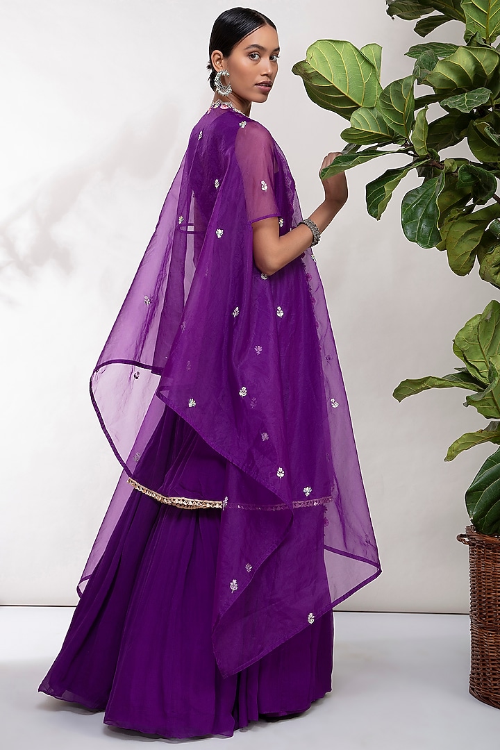 Purple Embroidered Lehenga Set by Aneesh Agarwaal PRET at Pernia's Pop Up Shop