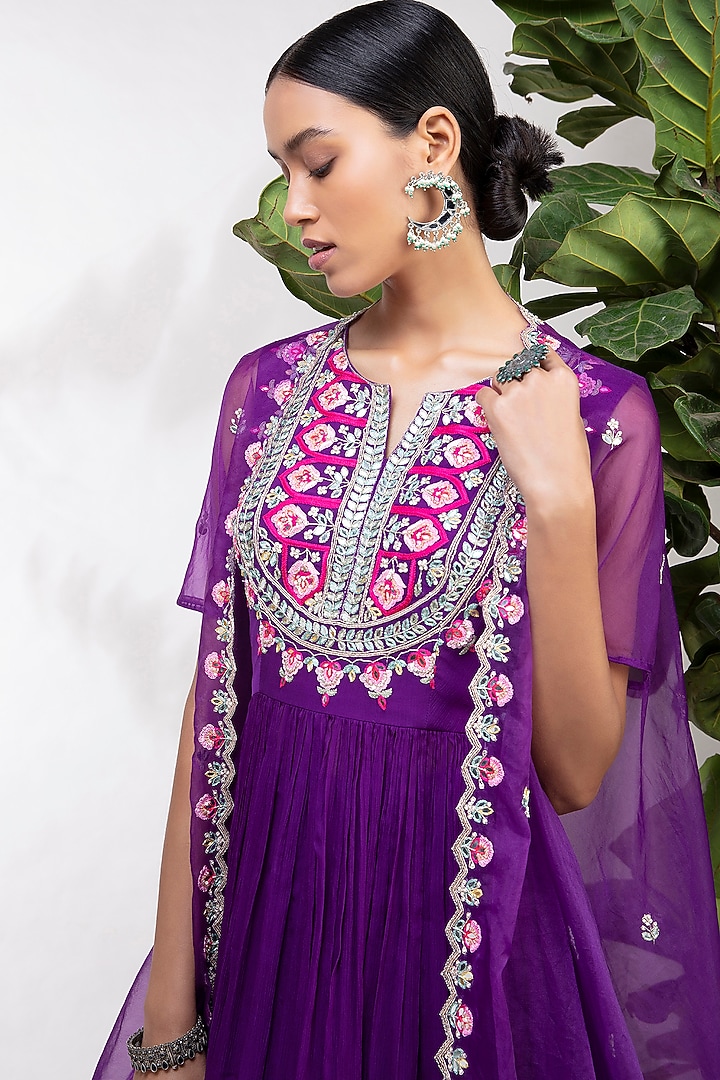 Purple Embroidered Lehenga Set by Aneesh Agarwaal PRET at Pernia's Pop Up Shop