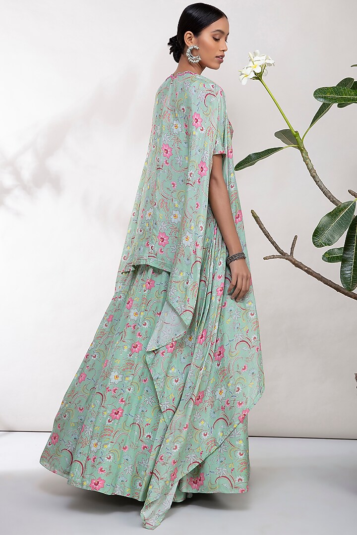 Mint Green Thread Embroidered Wedding Lehenga Set by Aneesh Agarwaal PRET at Pernia's Pop Up Shop