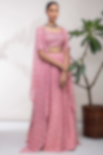 Pink Mirror Embroidered Wedding Lehenga Set by Aneesh Agarwaal PRET at Pernia's Pop Up Shop