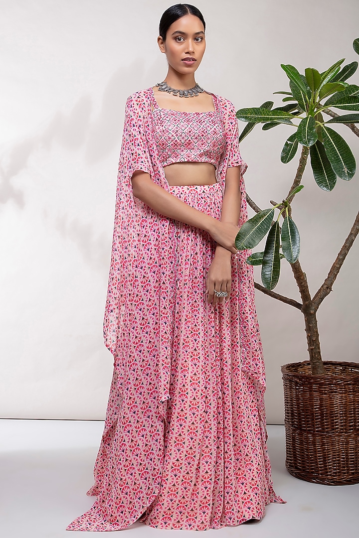 Pink Mirror Embroidered Wedding Lehenga Set by Aneesh Agarwaal PRET at Pernia's Pop Up Shop
