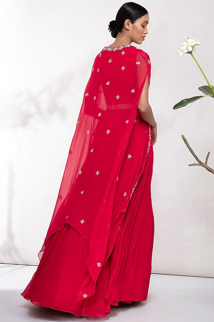 Red Embroidered Wedding Lehenga Set by Aneesh Agarwaal PRET at Pernia's Pop Up Shop