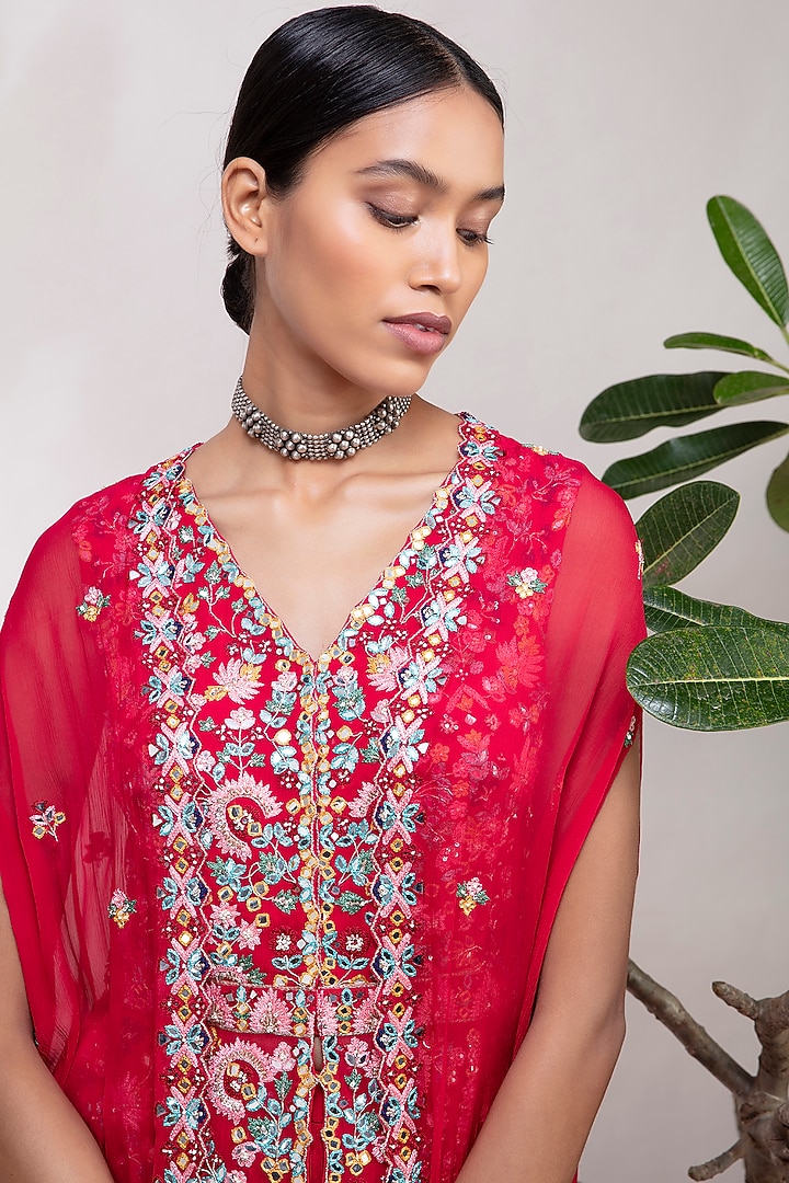 Red Embroidered Wedding Lehenga Set by Aneesh Agarwaal PRET at Pernia's Pop Up Shop