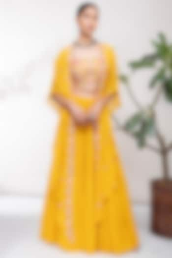 Yellow Pearl Embroidered Wedding Lehenga Set by Aneesh Agarwaal PRET at Pernia's Pop Up Shop