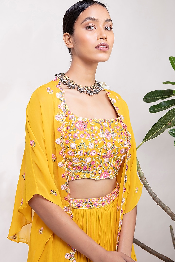 Yellow Pearl Embroidered Wedding Lehenga Set by Aneesh Agarwaal PRET at Pernia's Pop Up Shop