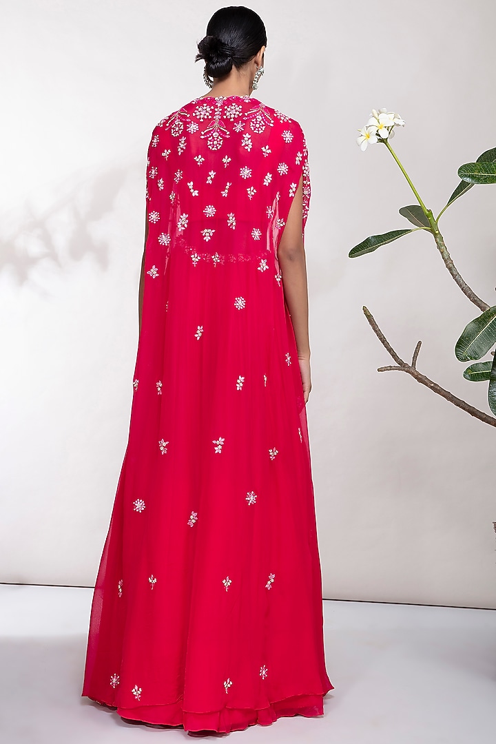Fuchsia Pearl Embroidered Wedding Lehenga Set by Aneesh Agarwaal PRET at Pernia's Pop Up Shop
