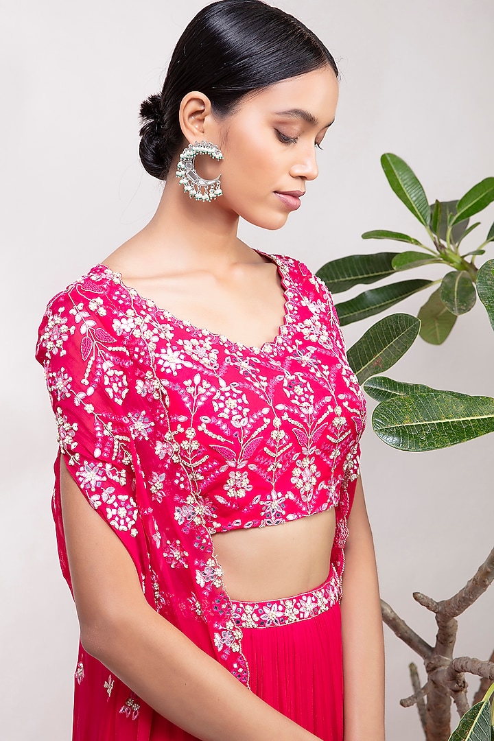 Fuchsia Pearl Embroidered Wedding Lehenga Set by Aneesh Agarwaal PRET at Pernia's Pop Up Shop