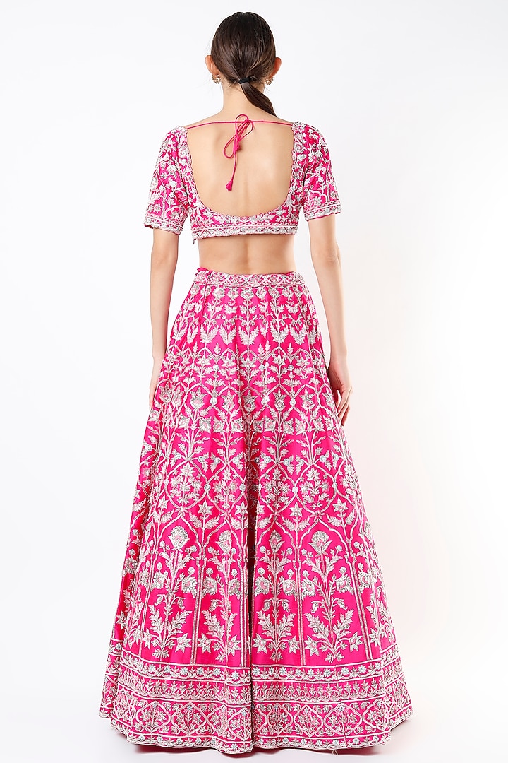 Fuchsia Embroidered Bridal Lehenga Set by Aneesh Agarwaal at Pernia's Pop Up Shop