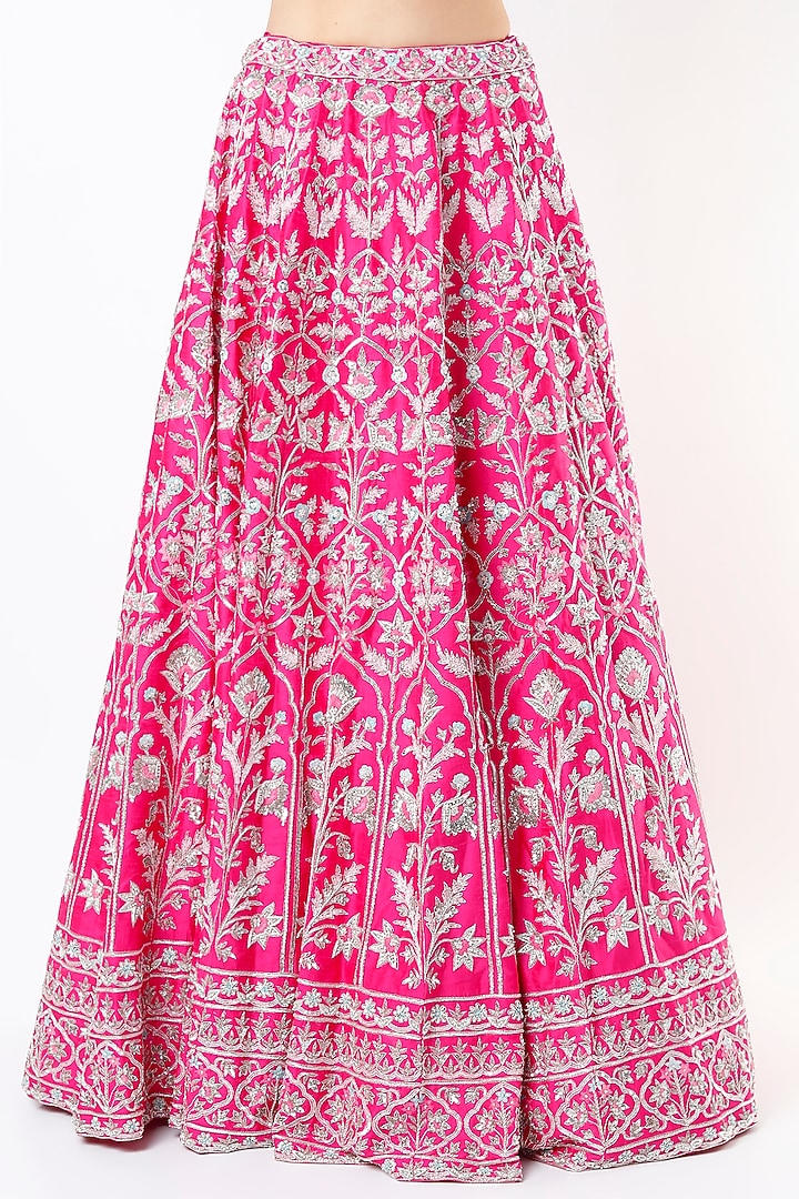 Fuchsia Embroidered Bridal Lehenga Set by Aneesh Agarwaal at Pernia's Pop Up Shop