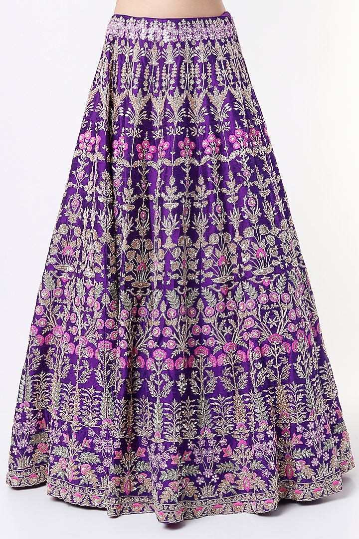 Purple Embroidered Bridal Lehenga Set by Aneesh Agarwaal at Pernia's Pop Up Shop