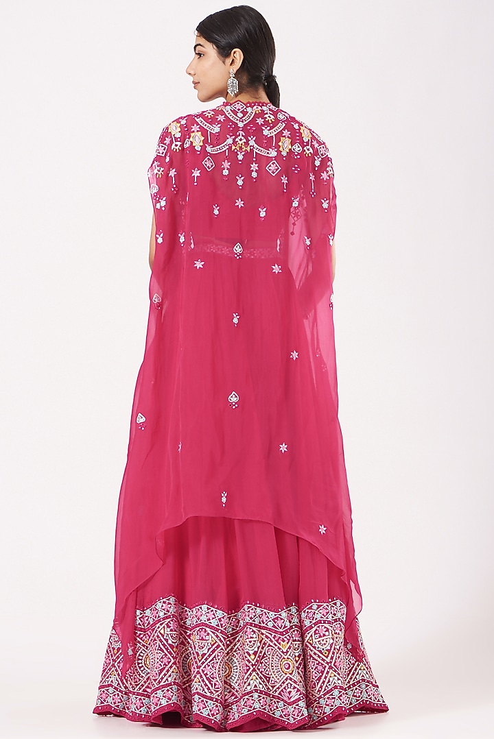 Fuschia Embroidered Wedding Lehenga Set by Aneesh Agarwaal at Pernia's Pop Up Shop