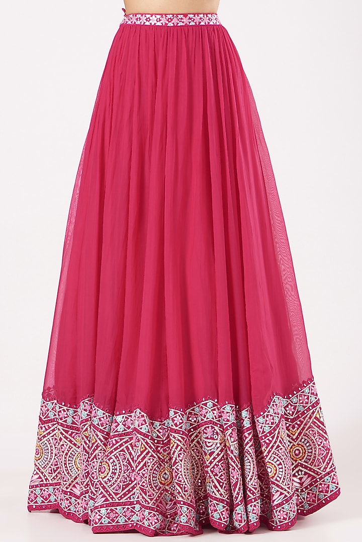 Fuschia Embroidered Wedding Lehenga Set by Aneesh Agarwaal at Pernia's Pop Up Shop
