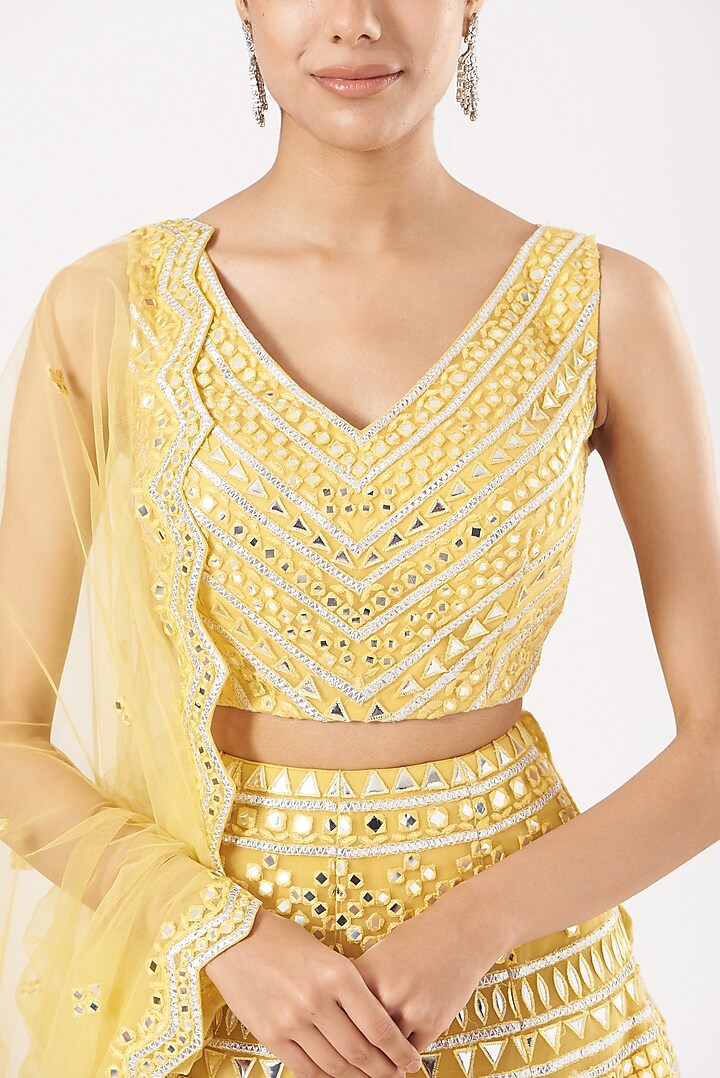 Yellow Embroidered Bridal Lehenga Set by Aneesh Agarwaal at Pernia's Pop Up Shop