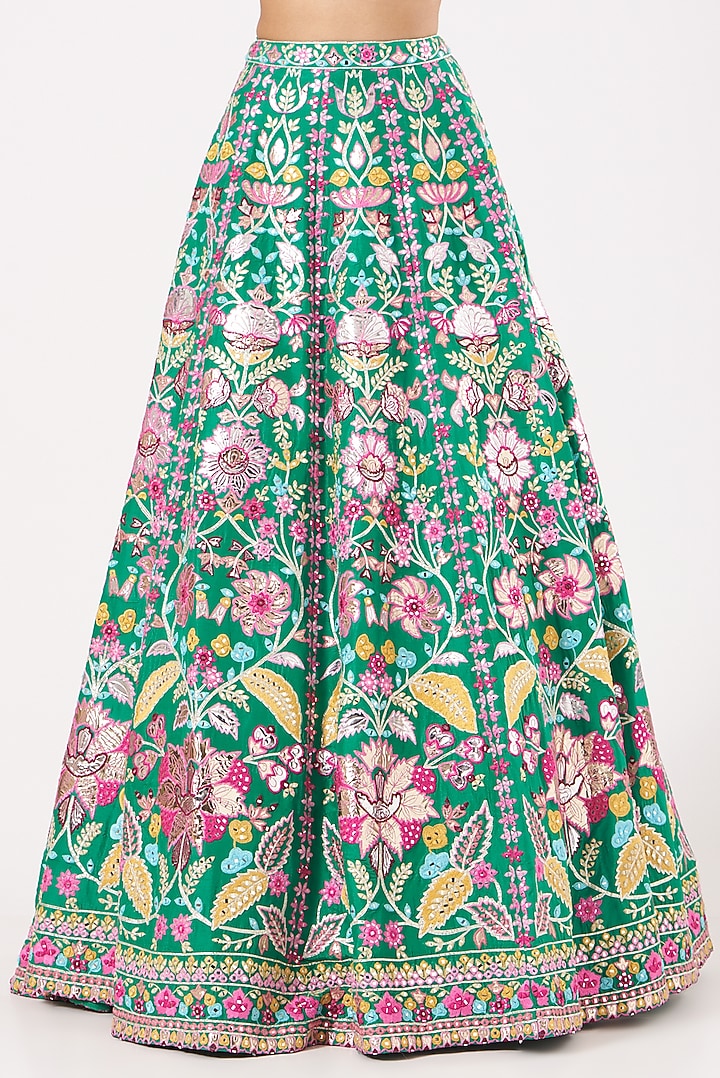 Green Embroidered Bridal Lehenga Set by Aneesh Agarwaal at Pernia's Pop Up Shop