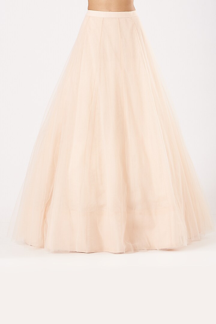 Beige Net Bridal Anarkali With Jacket by Aneesh Agarwaal at Pernia's Pop Up Shop