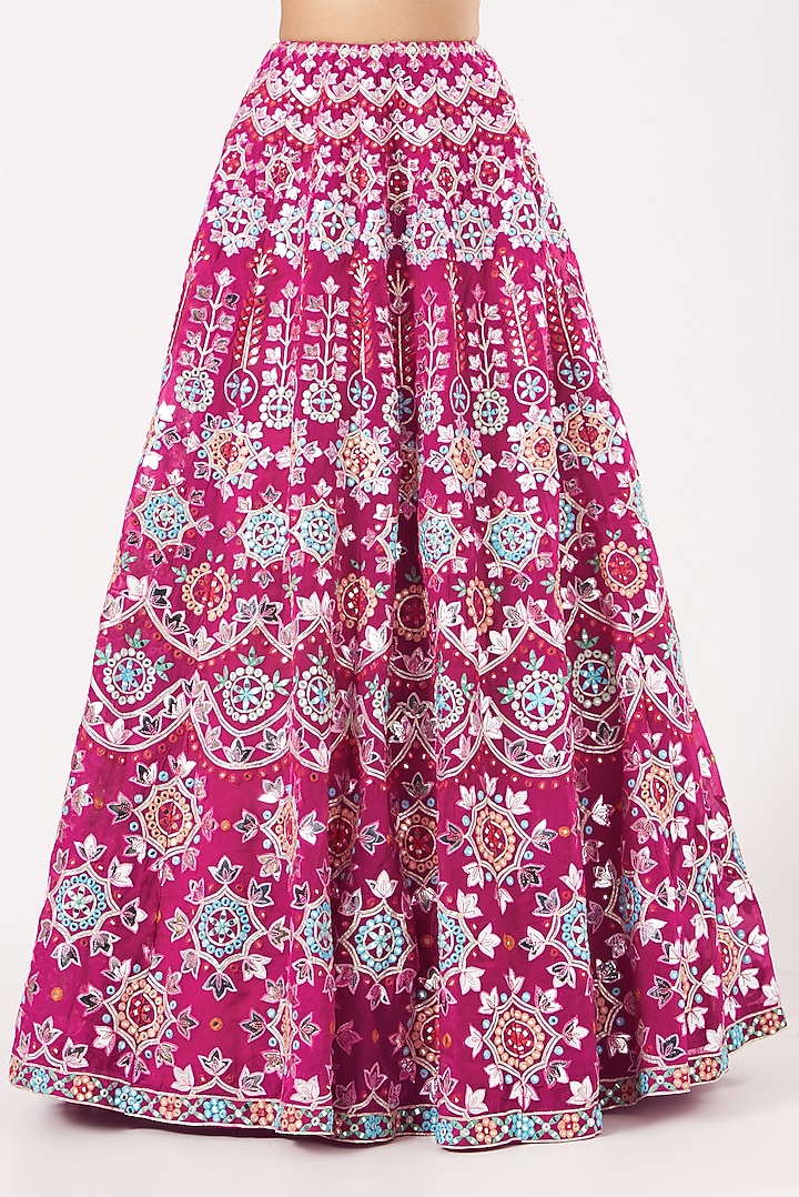 Fuschia Hand Embroidered Bridal Lehenga Set by Aneesh Agarwaal at Pernia's Pop Up Shop