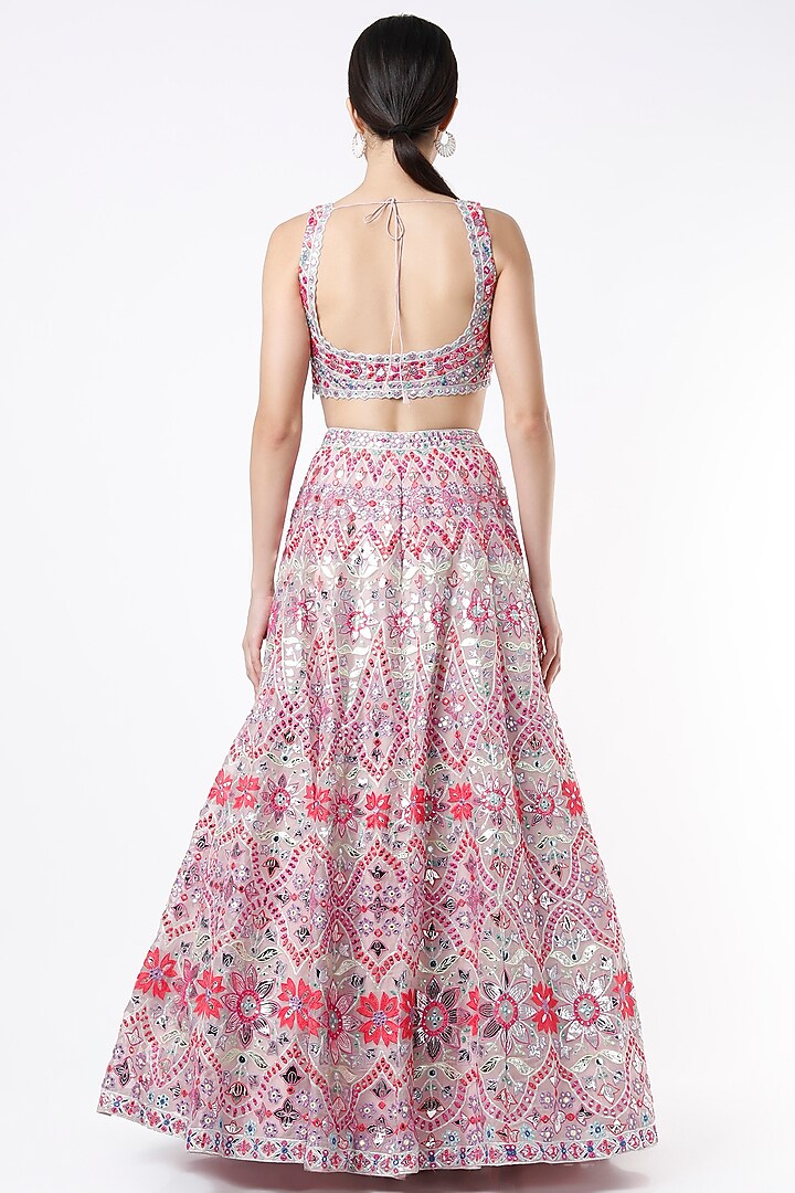 Light Pink Embroidered Bridal Lehenga Set by Aneesh Agarwaal at Pernia's Pop Up Shop