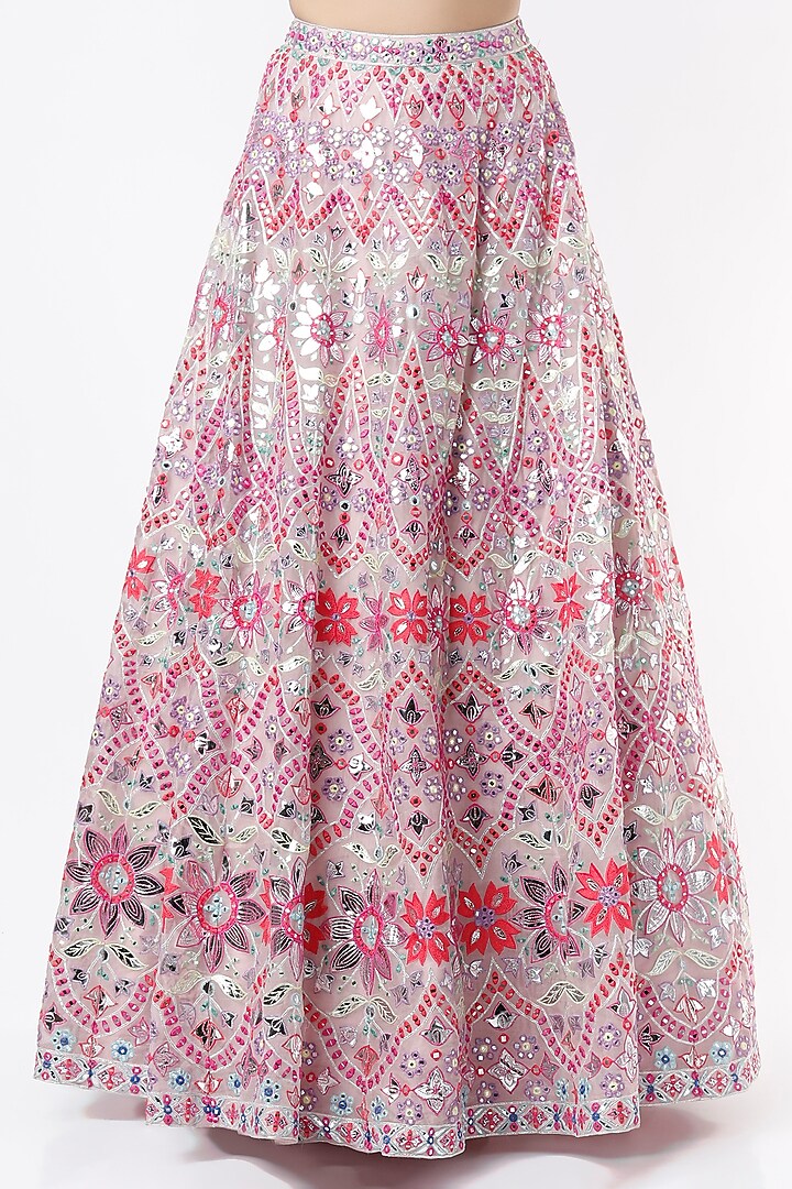Light Pink Embroidered Bridal Lehenga Set by Aneesh Agarwaal at Pernia's Pop Up Shop