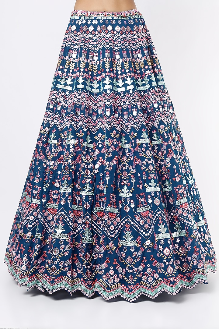 Cobalt Blue Embroidered Bridal Lehenga Set by Aneesh Agarwaal at Pernia's Pop Up Shop